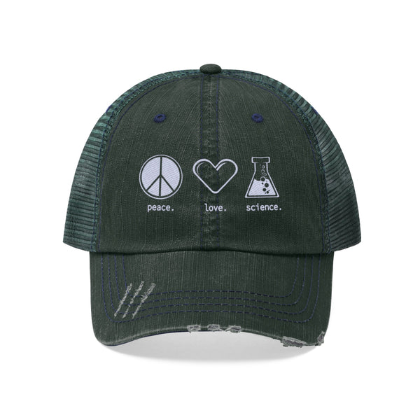 Peace. Love. Science. (Trucker Hat)